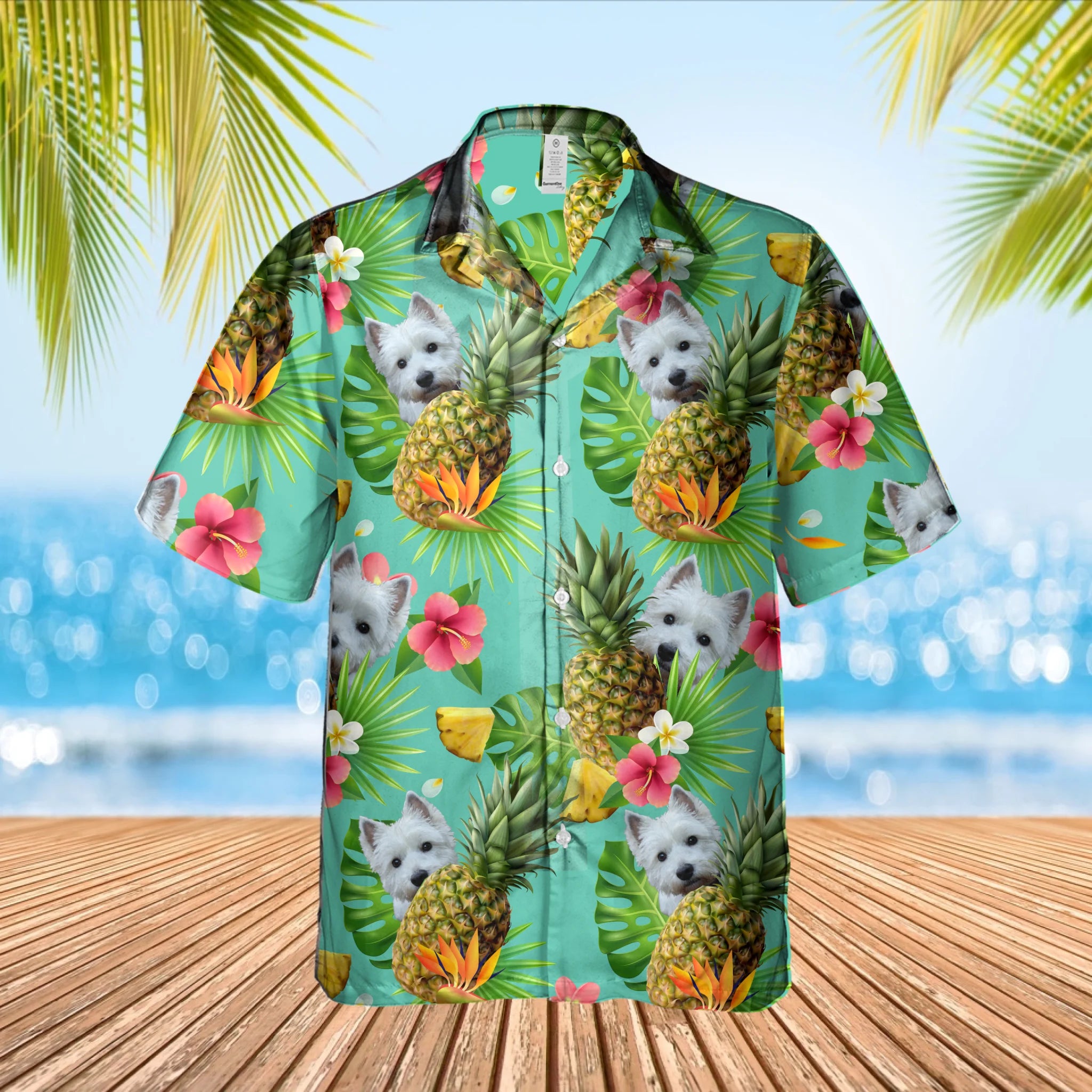 Personlig Hawaii-skjorte med ananas og kæledyr