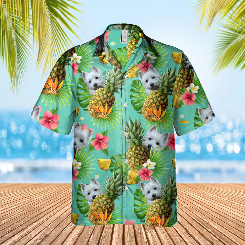 Personlig Hawaii-skjorte med ananas og kæledyr